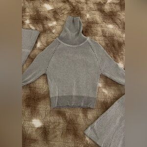 Hera Collection Gray Ribbed Cowl Neck Sweater